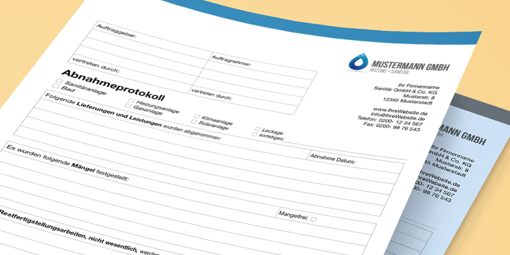 Abnahmeprotokoll-Durchschreibesatz